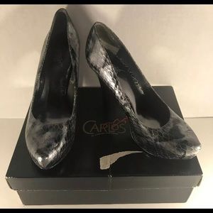 Carlos Santana PLATONIC Heels Silver snakeskin 8.5